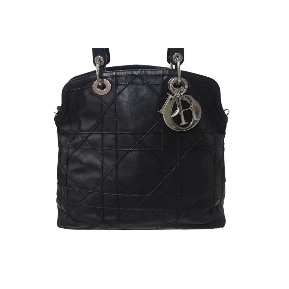 Dior Handbag Lambskin Cannage Black Christian Granville